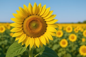 Fototapeta premium Bright yellow sunflower blossom