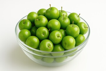 Tiny Turkish Green Plums in a Glass Dish