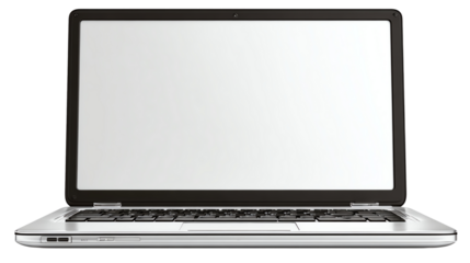 Modern laptop with blank screen for use.