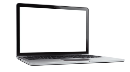 Modern laptop with blank screen for design.