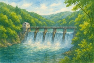Early summer view of the Tamagawa Dam