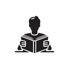 Boy Reading Book Education Knowledge Study Icon