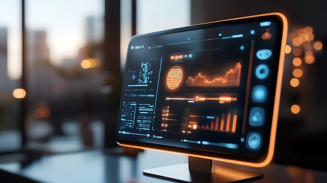 A glowing smart hub integrating multiple devices in a luxury smart home