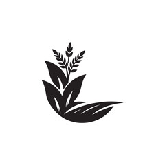 Wheat with Leaves Organic Farm Agriculture Icon
