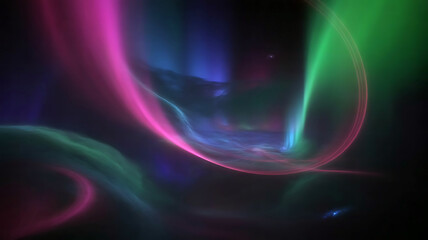 Obraz premium Swirling pink blue and green nebula clouds in dark space