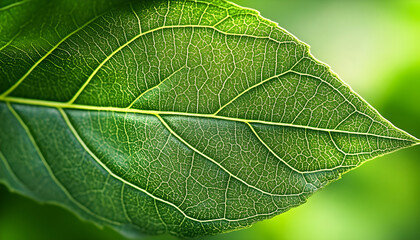 Obraz premium leaf is shown in a close up, with the veins and the leaf's edge visible