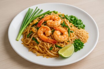 Delicious Thai-style noodles served on a restaurant table