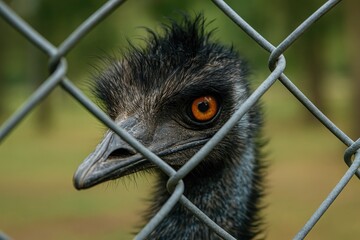 Aggressive Emu peering over the barrier