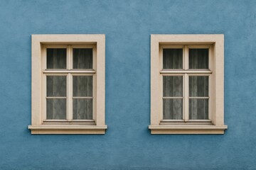 Two openings on a blue-painted wall