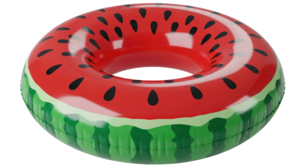 Inflatable watermelon swimming pool inner tube isolated PNG with Transparent Background