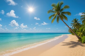 Sunny tropical shoreline scene for summer days