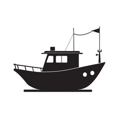 Small Fishing Yacht Vector Illustration