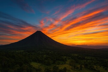 Fototapeta premium Evening Glow Over a Volcanic Peak