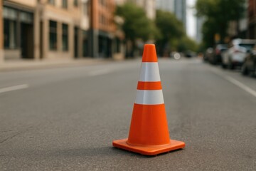 Using a traffic cone to define the perimeter of an area or serve as a caution signal for potential hazards or obstacles on the roadway