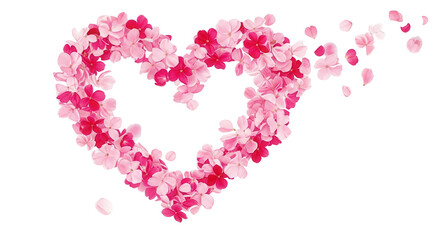 Heart shape made of pink flower petals isolated PNG with Transparent Background