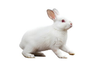 Obraz premium Isolated Cute White Rabbit Animal with Fur in Transparent Background