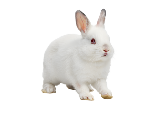 Isolated Cutout of White Rabbit Animal with Fur and Transparent Background - Powered by Adobe