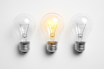 Creative design concept featuring three glass lamp bulbs