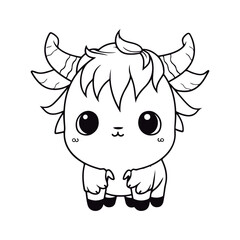 Obraz premium Coloring book for kids baby Buffalo vector.