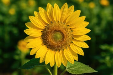 Detailed view of a bright yellow blossom in a garden setting