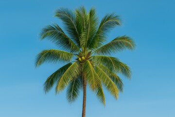 A palm tree silhouette reaching towards the sky