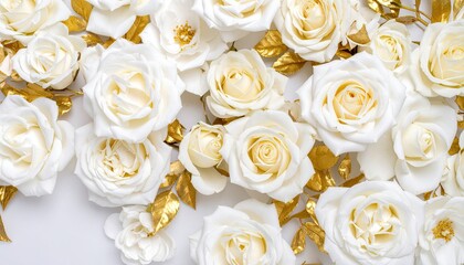 White Roses with Gold Leaves