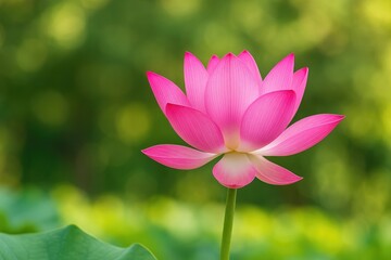 Obraz premium A vibrant pink lotus blossom is opening up