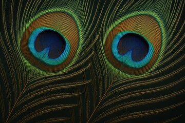 Obraz premium Two Elegant Peacock Feathers Displayed