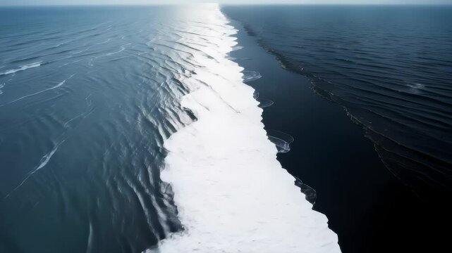 Aerial Descent Over Clashing Waves and Black Sand