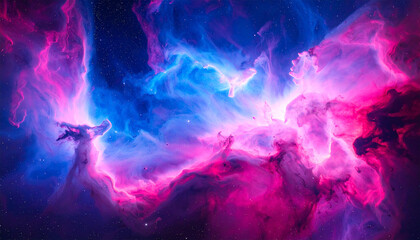 Fototapeta premium Celestial Canvas: A mesmerizing display of vibrant nebulae and cosmic dust, painted across the expanse of space, capturing the mysteries of the universe.