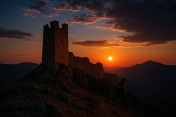 Fototapeta premium Dusk over the ancient fortress remains