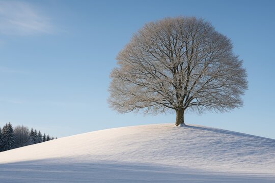 A lone tree perched atop a hill