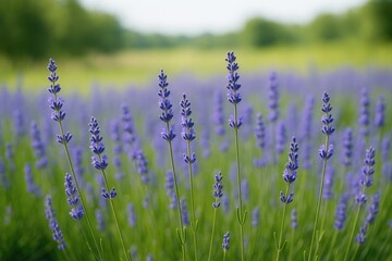 Obraz premium Vibrant summer scenery featuring a field of purple lavender blooms for a banner background
