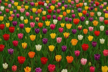 Fototapeta premium Colorful tulip garden showcasing various flower varieties