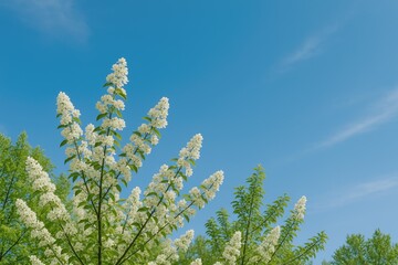 The serene balance between a vivid blue sky and mysterious trees
