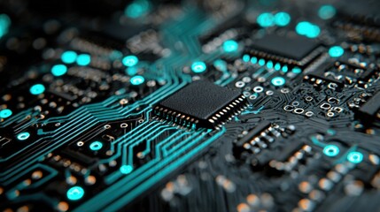 Microchip and circuit board with blue lights