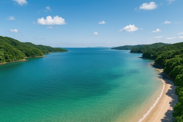 Fototapeta premium Aerial view of a coastal area with a drone