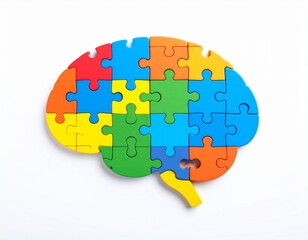 Colorful Puzzle in the Shape of Brain