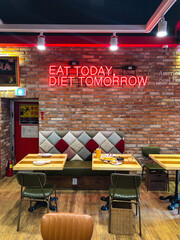 Various natural views of restaurant buildings interior and exterior in South Korea.