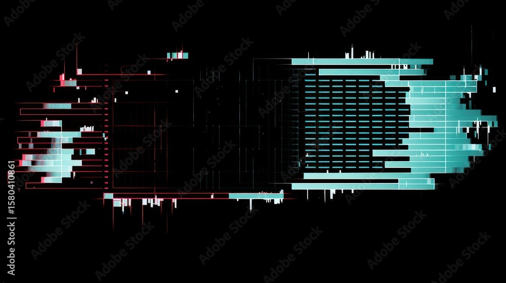 Poster error glitch graphic effect cutout isolated element futuristic digital visualization.
