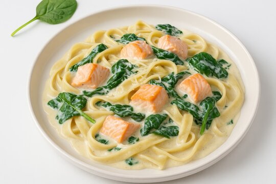 Creamy pasta with smoked fish and leafy greens