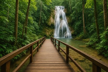 Fototapeta premium Pathway near Tad Mok Waterfall