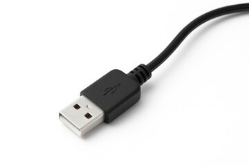 White background featuring a USB cable with clipping highlight