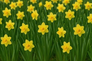 Fototapeta premium Blooming spring daffodils in full display