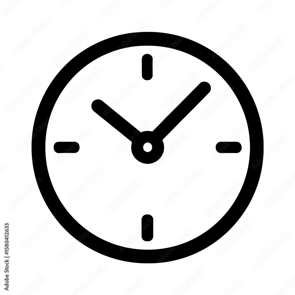 Poster simple black and white analog clock icon vector - time and schedule symbol