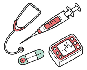 Medical Equipment Icon Set for Healthcare UI Design | Healthcare Equipment Vector Icons Collection