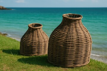 Ancient wicker fishing baskets from the 1400s