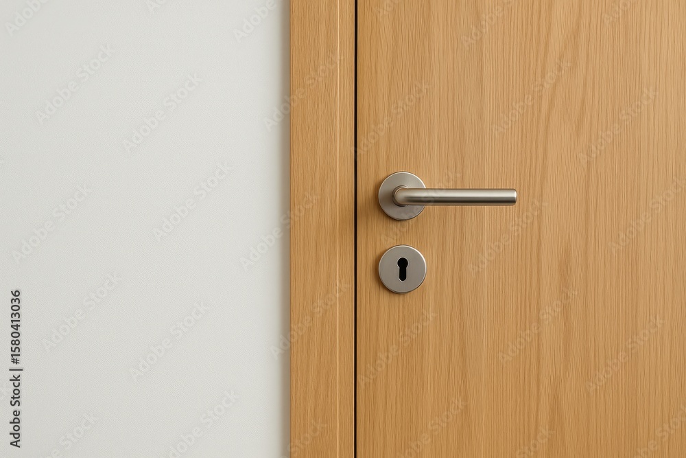 Poster a sleek door handle positioned centrally against a simple backdrop for an office setting.
