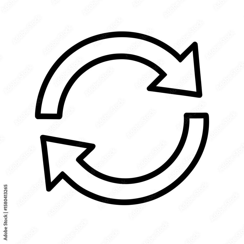 Poster simple black and white refresh reload arrows icon vector - update or reset symbol