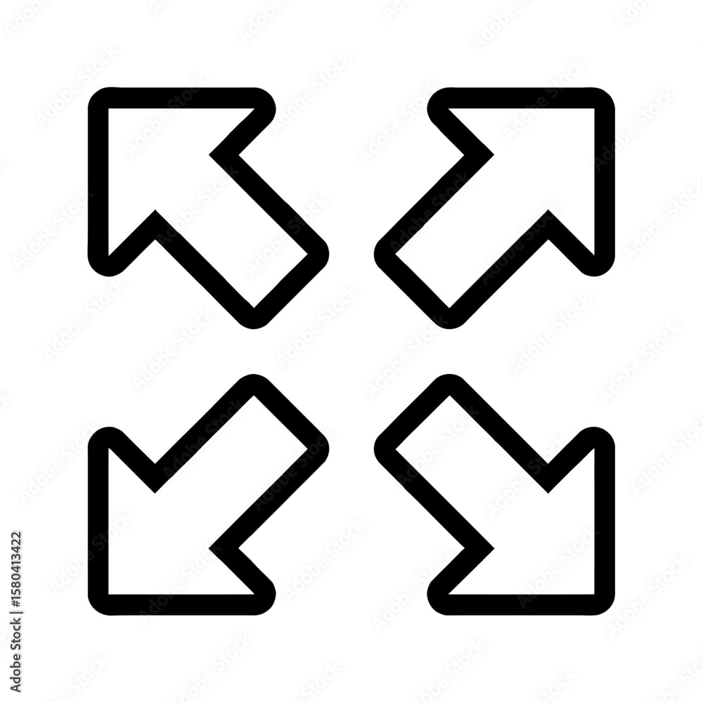 Poster black and white expand full screen arrows icon vector - user interface zoom symbol